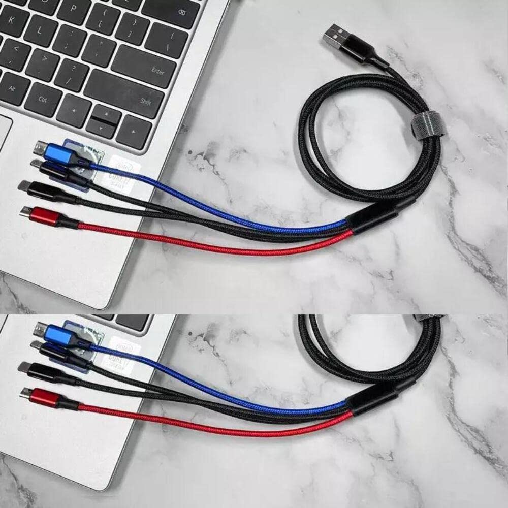 2 Pack PBG Multi Charging 4 FT Cable 4 in 1 Cable USB Charge Cord with Phone/Type C/Micro USB Connector for All Mobile Phones and More Devices
