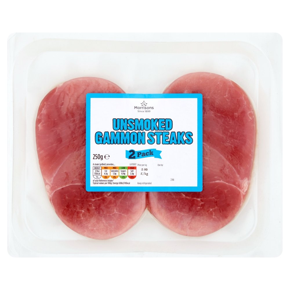 Morrisons Unsmoked Gammon Steaks 2x125g