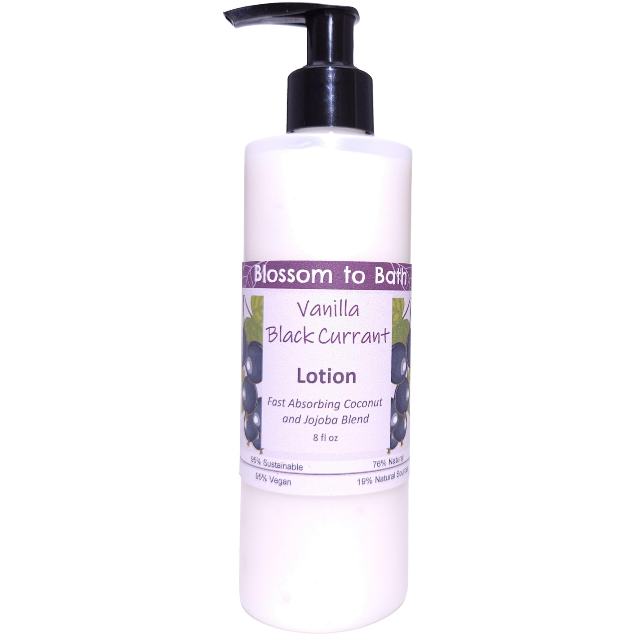 Blossom to Bath Vanilla Black Currant Lotion (8 Ounce) - Natural Fragrance - Absorbs Quickly with a Sensuous Berry Scent