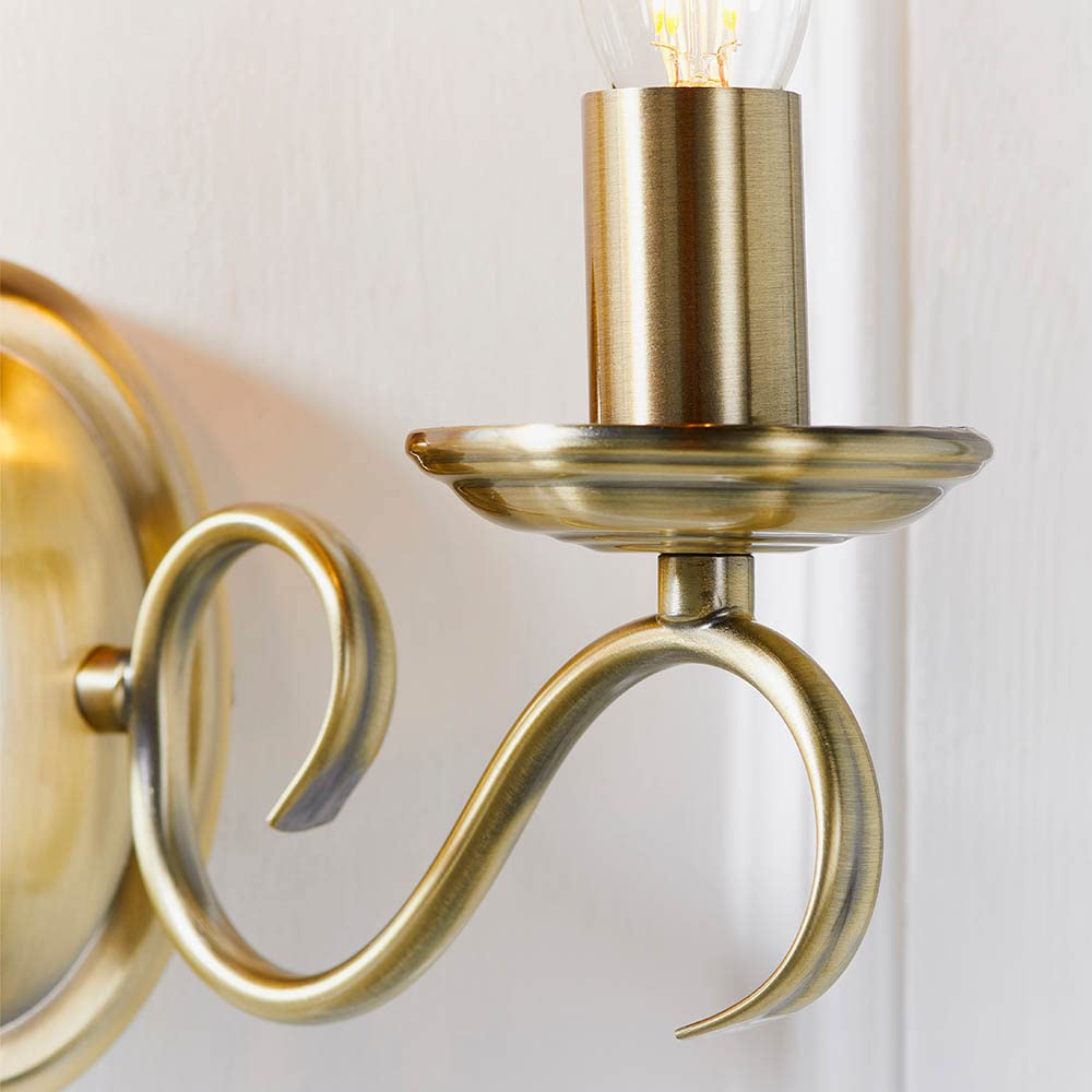 Dekorative Wandleuchte - Dimmbare Doppelwandleuchten mit Zugakkordschalter - Twisted Arm Indoor Wandlampe - LED Wandleuchte für Schlafzimmer Flur 60W E14 Kerze (nicht enthalten) Messing