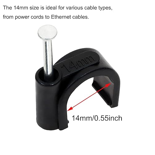 Miniatura 2 de Mini Skater Paquete de 100 clips de cable Ethernet de 0.551 in con clavo de acero, clip de alambre de 12 pulgada para cables de extensión de alambre