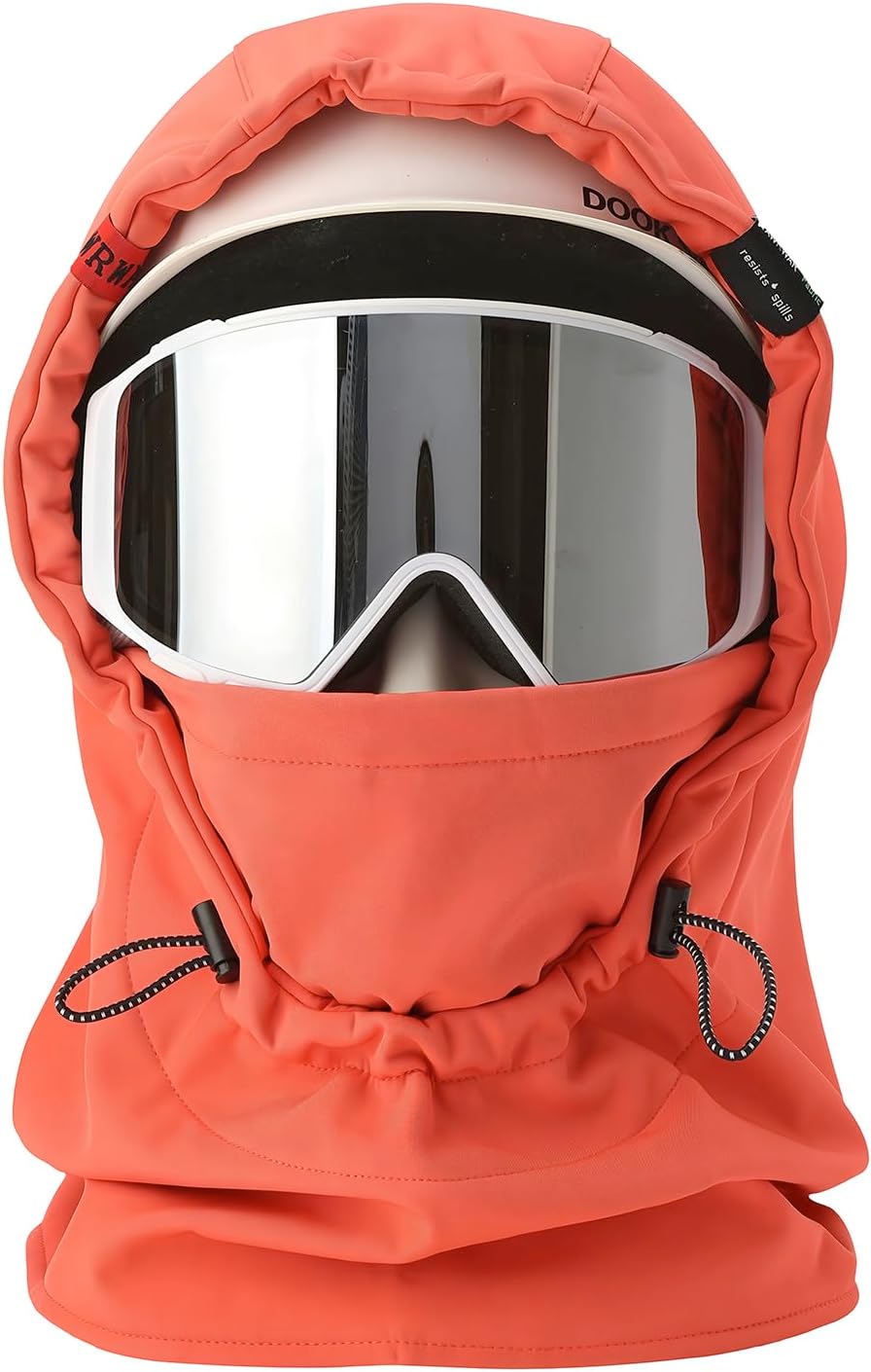 DOOK SNOW Ski Helmet Hood Cover - 3-in-1 Windproof Balaclava with Adjustable Drawstring, Fleece Lined Face Mask for Men&Women