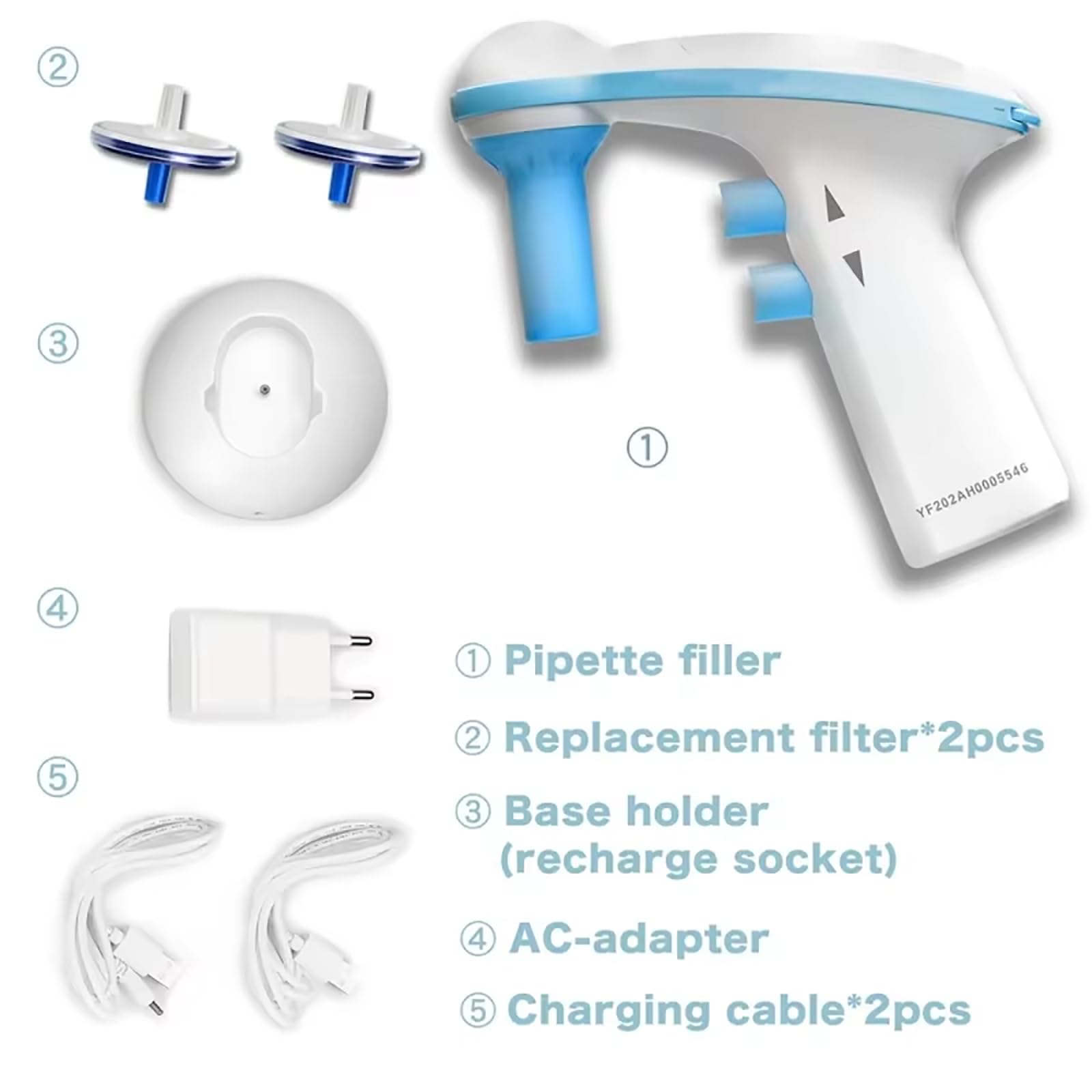 Pipeta eléctrica, pipeta motorizada automática digital, 0,1-100 ml con filtro hidrofóbico, ajuste preciso de volumen para laboratorio y experimentos