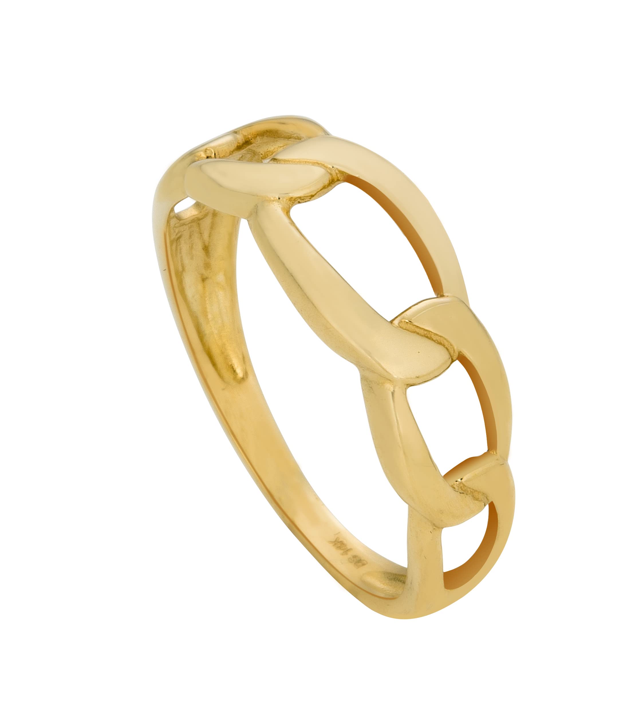 PORI JEWELERSPORI 14K CUBAN LINK RING for Women, Gold Ring Jewelry, Wedding Ring, Designer Jewelry for Sister, Mother & Wife, Best gift for Your Loved One, Cuban Link Chain Gold Ring