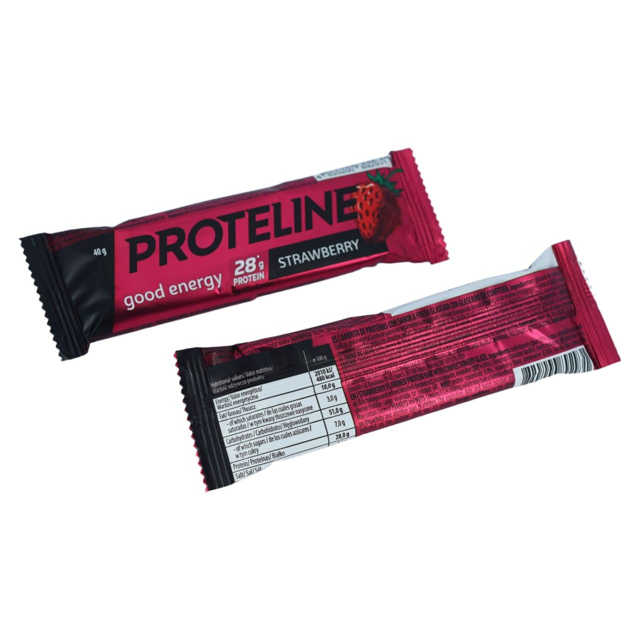 Baton Proteinowy Truskawkowy 28 g Białka, 24 x 40 g – Wysokobiałkowa Przekąska dla Sportowców, Fit Baton po Treningu