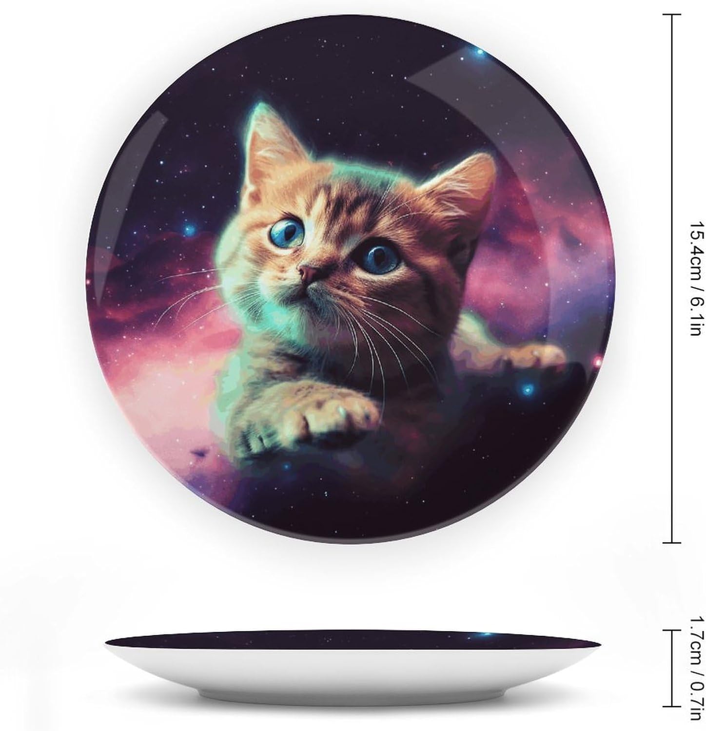 Galaxy Cat Baby Ceramic Decorative Plate, Bone China Plates image 2