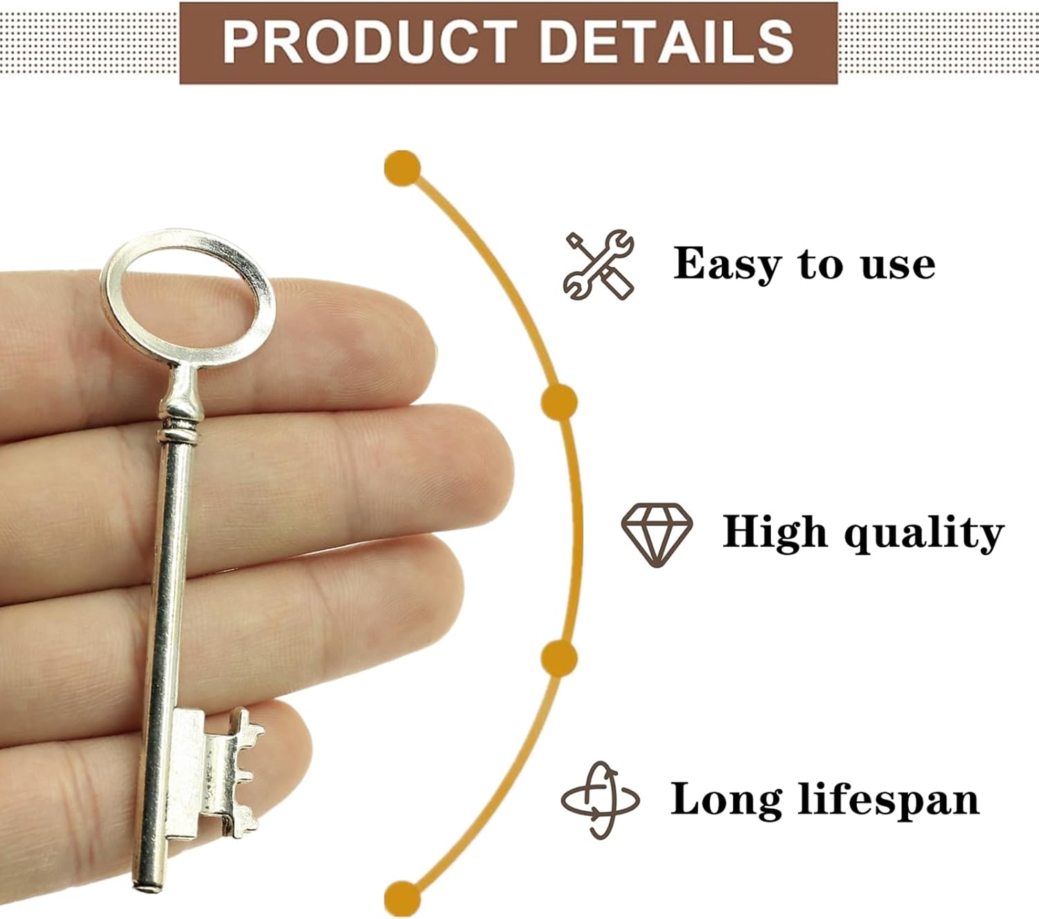 4 Pcs Hollow Barrel Skeleton Key Universal Alloy Vintage Key for Antique Dresser Chinese Cabinet Doors Dresser Floor Clock