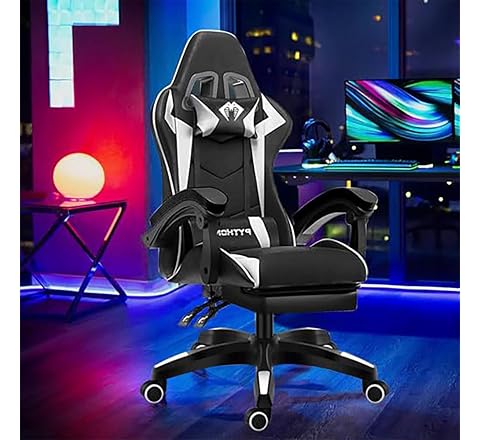 Cadeira Ergonomica Gamer Com Apoio Para Os Pés Branco