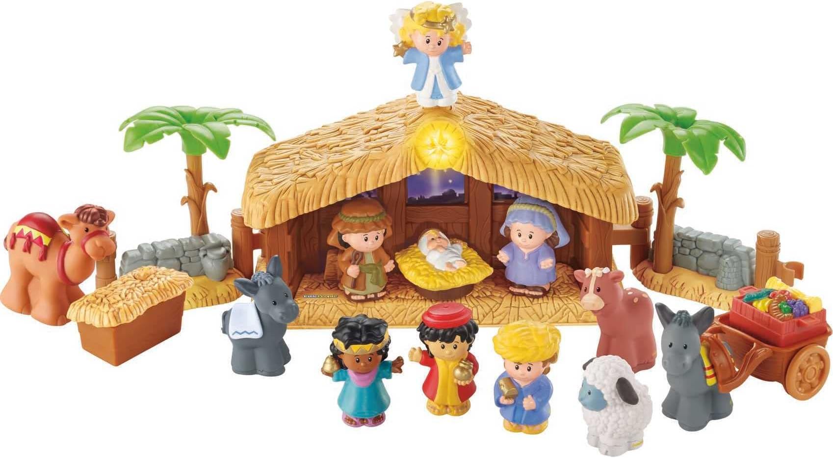 Fisher-Price Little People Toddler Toy Christmas Story Nativity Playset with Light & Music for Preschool Pretend Play Kids Ages 1+ Years