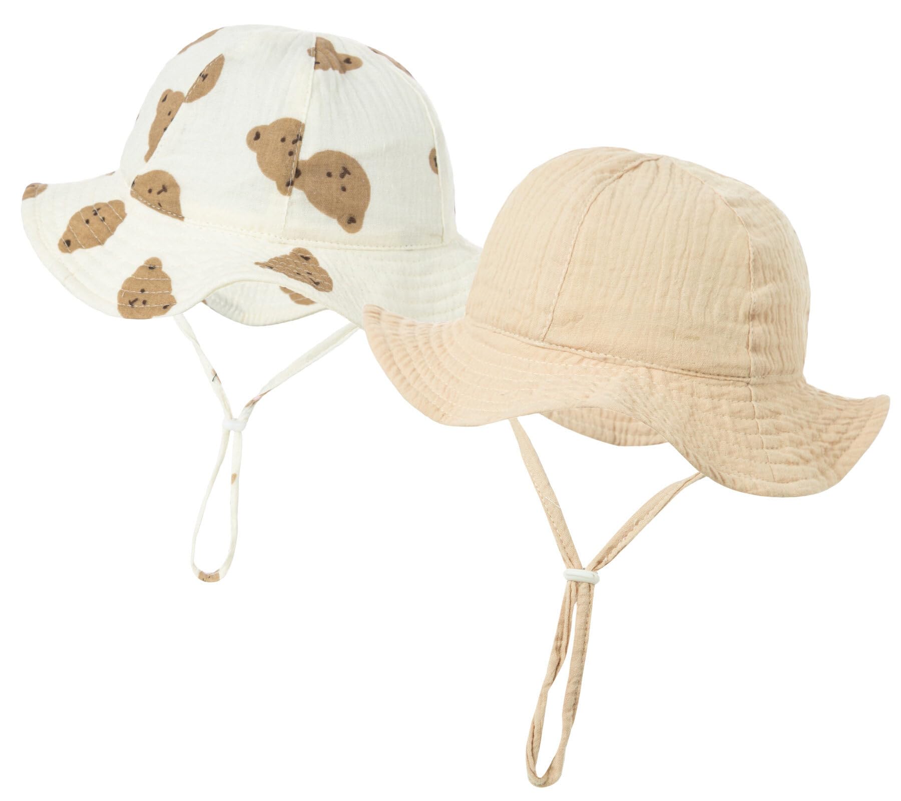 Happy Cherry Sombrero Verano Bebé Niño Niña Gorro de Pescador con ala Ancho para Playa Vacaciones al Aire Libre Infantil Gorra con Cordón Ajustable Bucket Hat Protección de Sol - 3-12 Meses