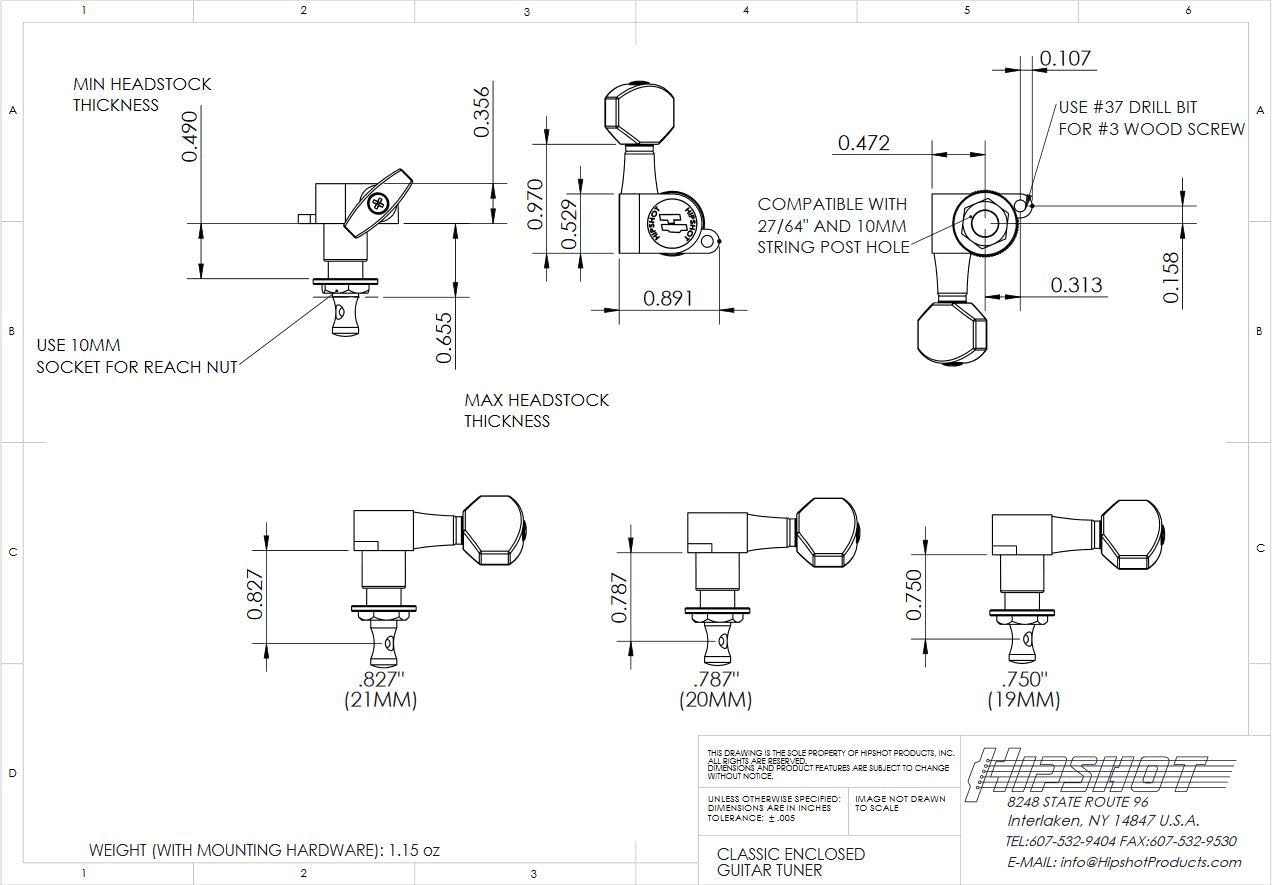 Hipshot GT2 Classic Closed Chrome Guitar Xtender