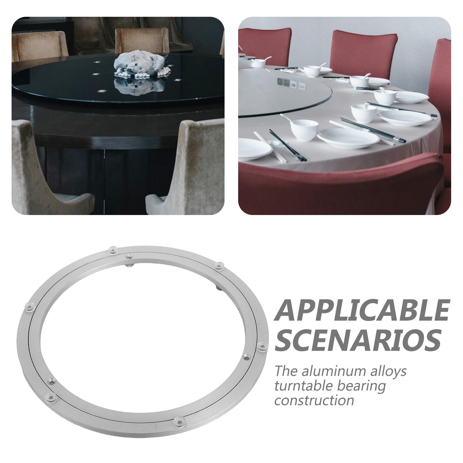 DOITOOL Plateau Tournant à Palier en Alliage D'aluminium 30 Cm X 8,5 Mm, Roulement Silencieux et Étanche, Support Rotatif Robuste pour Table à Manger Ronde, Accessoire de Service Pratique