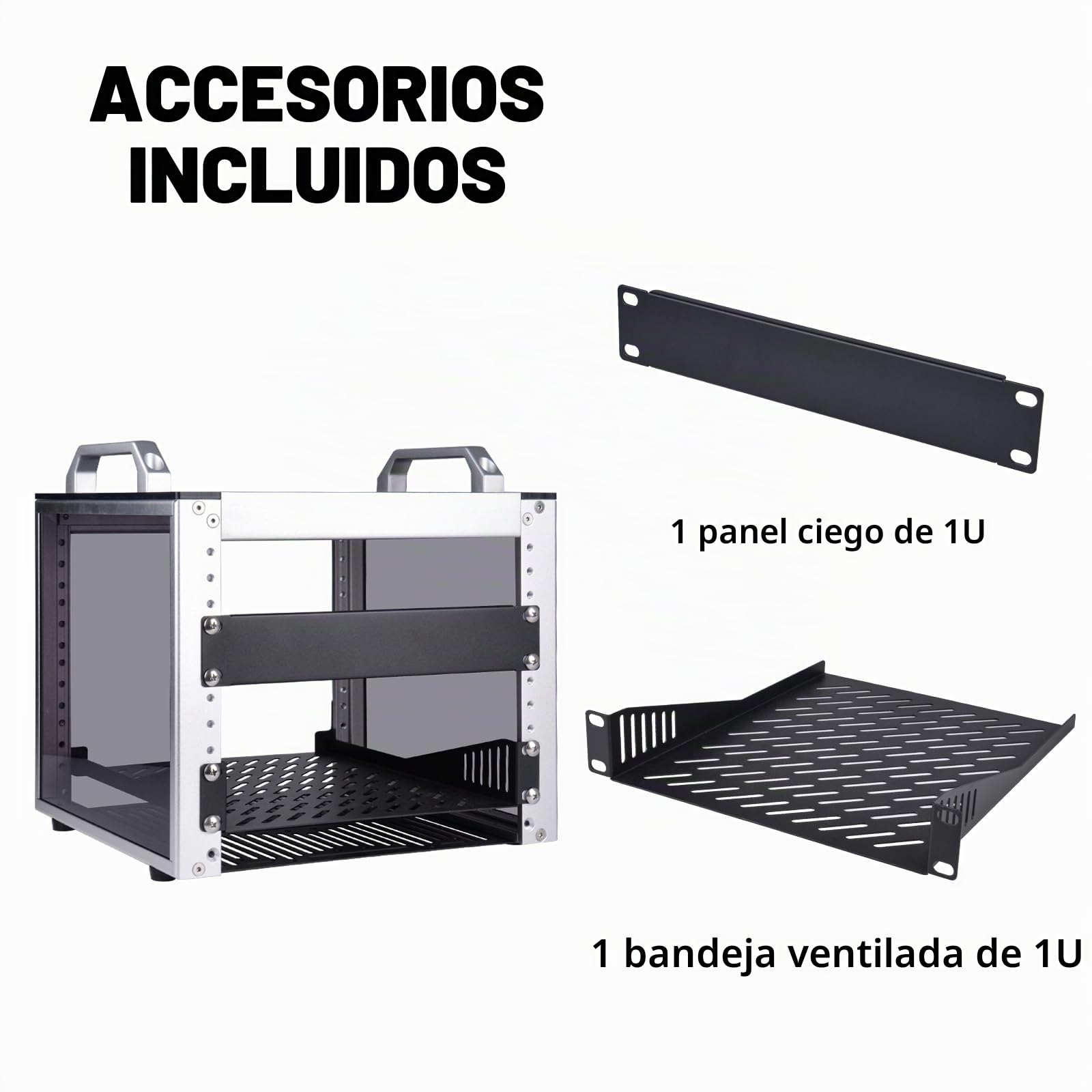 GeeekPi DeskPi RackMate T0 Plus - Armario para servidores (4U, 10 Pulgadas, 260 mm de Profundidad, con Estante y Placa ciega, para NAS, AV y Redes (Plata)