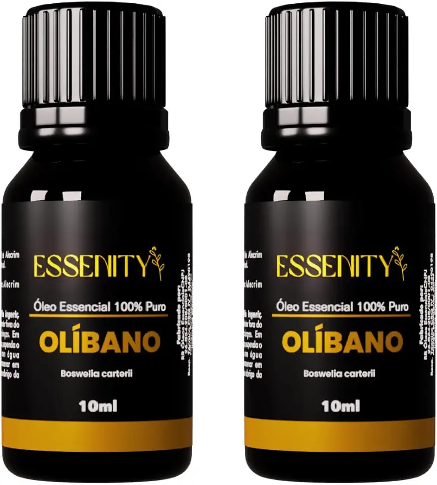 02 Óleo Essencial de Olíbano Premium Frankincense 100% Puro - Propriedades Relaxantes, Revitalizantes e Espirituais, Auxilia na Meditação e Saúde da Pele, Ideal para Aromaterapia, Massagem e Difusores, Vegano e Cruelty-Free, Qualidade Terapêutica - 10ml ESSENITY (20 ML, Olíbano)