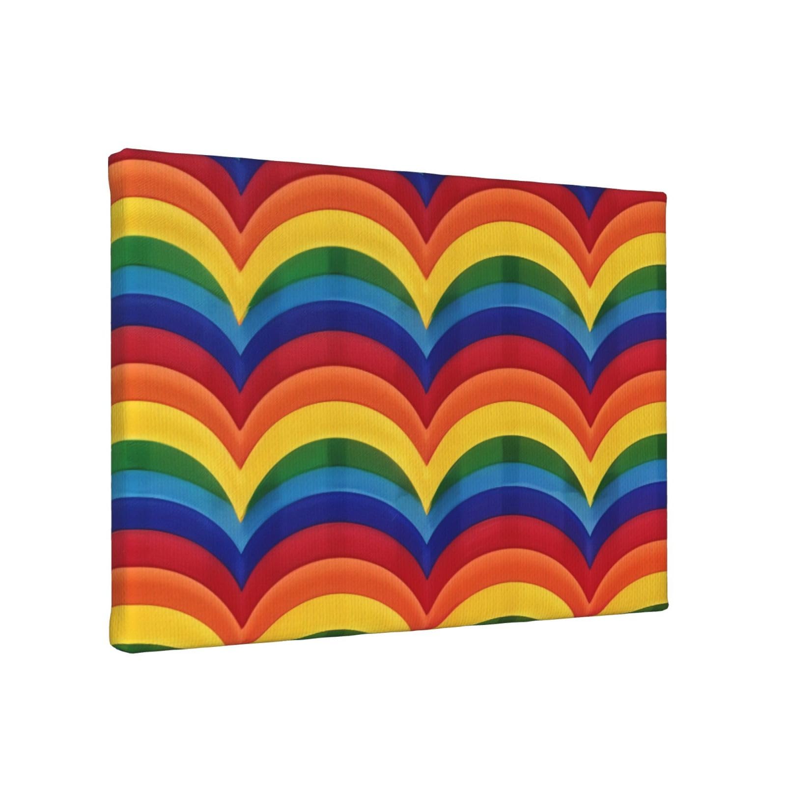 YKLJG Rainbow Pattern Printed Wall Art Canvas Painting 30x20 CM Wooden Framed Picture Painting Artwork Prints for Bedroom Kitchen Home Office Decor