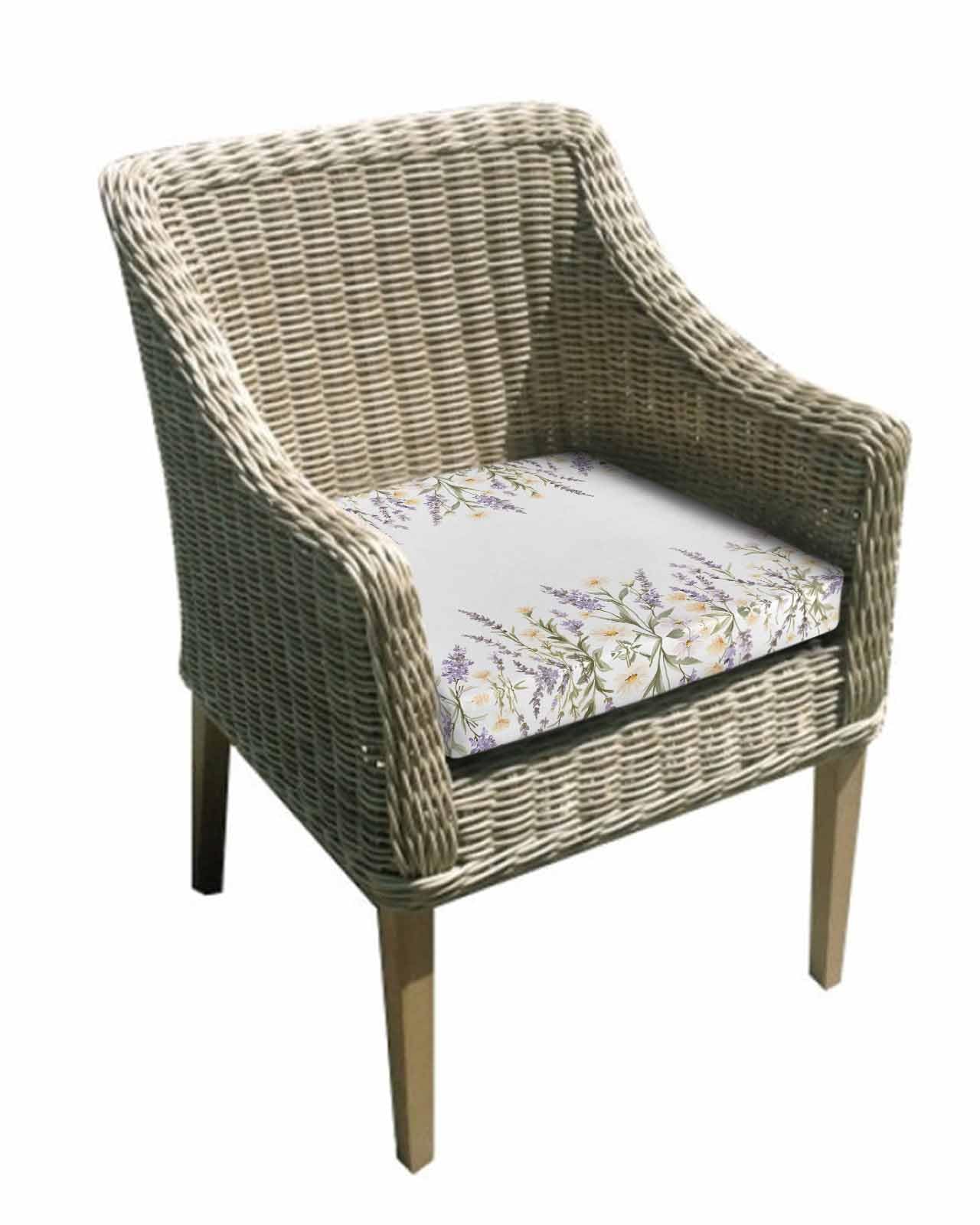 2 Pack Spring Lavender Waterproof Cushion Covers with Ties, Outdoor Patio Chaise Lounge Chair Seat Cushion Slip Covers Replacement(Only Cover) Farmhouse Floral Pastoral 22