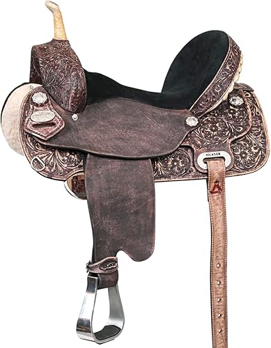 HILASON Flex Tree Western Horse Saddle American Leather Trail Barrel American Saddle Horse Leather Saddle Western Saddle Saddle for Horses