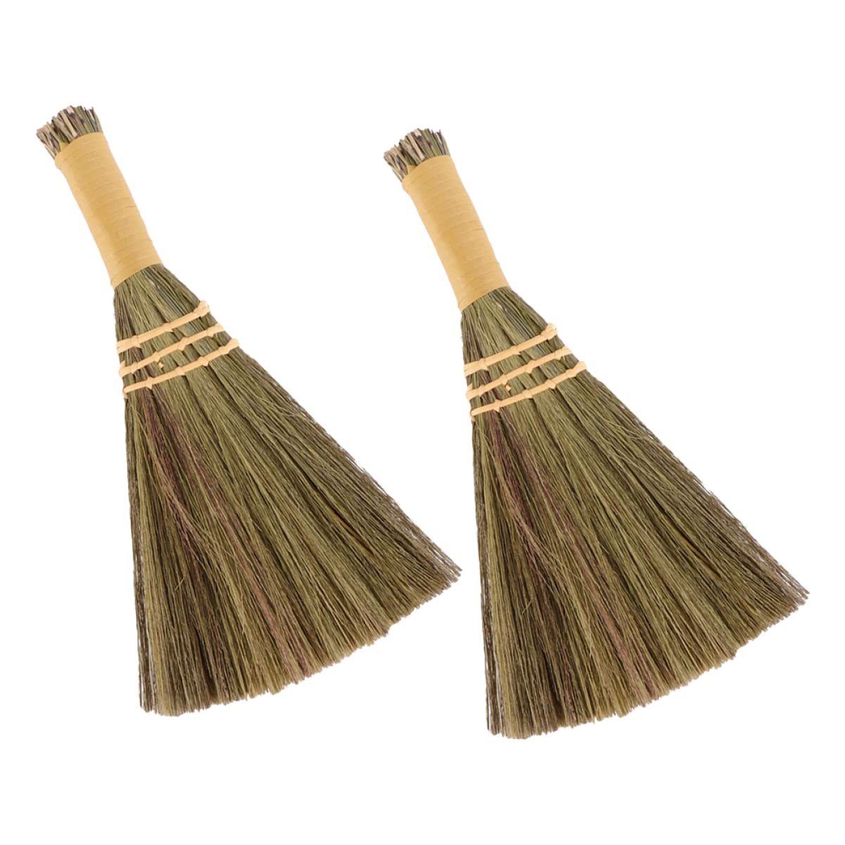 STOBAZA Desktop Broom Witch Prop 2pcs Manual Broom Dry Miscanthus Material Compact Practical Random Color