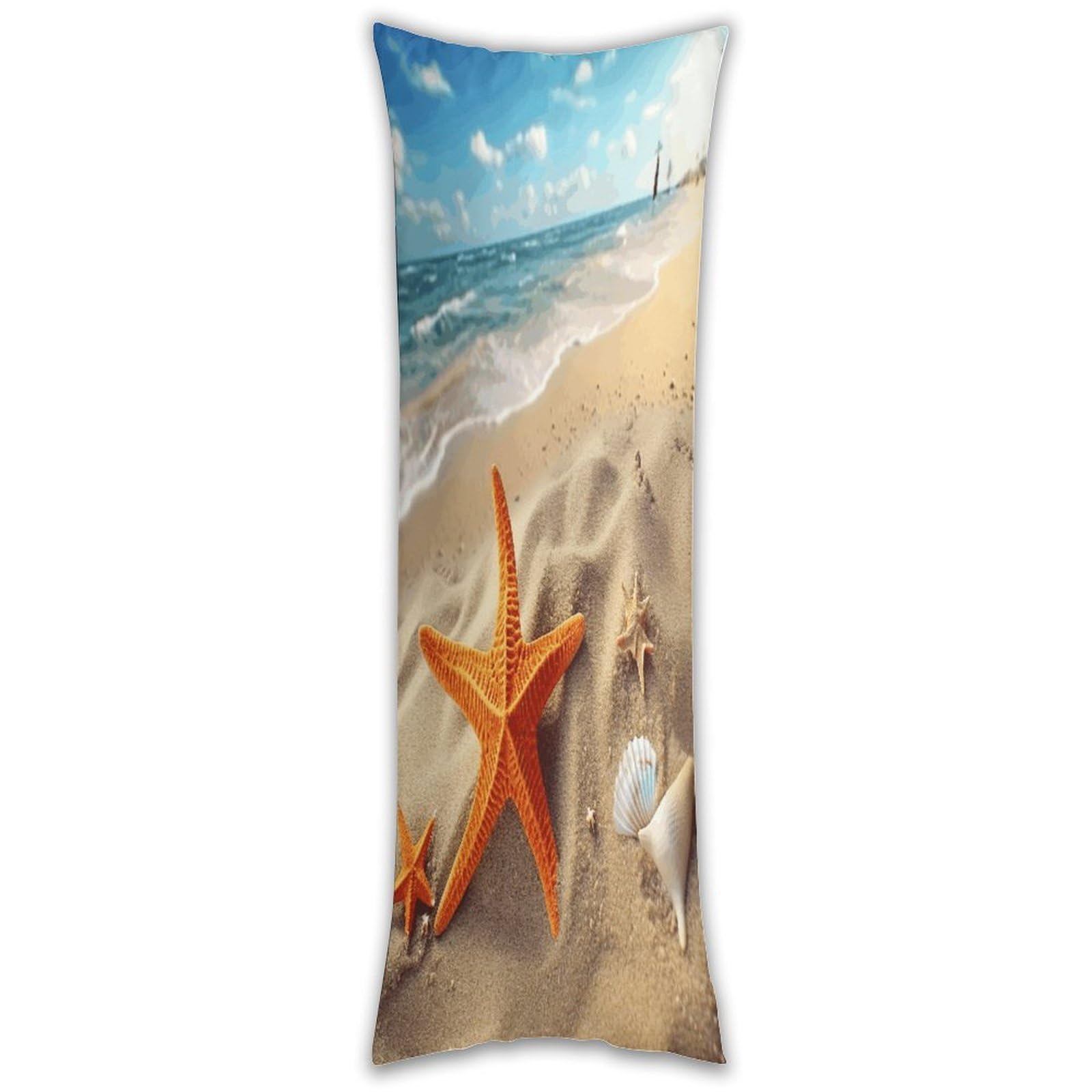 Sea Beach Starfish Long Pillow Case with Zipper Ultra Soft Microfiber Long Pillow Cover Breathable Body Pillow Protector Soft Wrinkle Pillowcase for Bed Sofa Bedroom 53 X 19 in