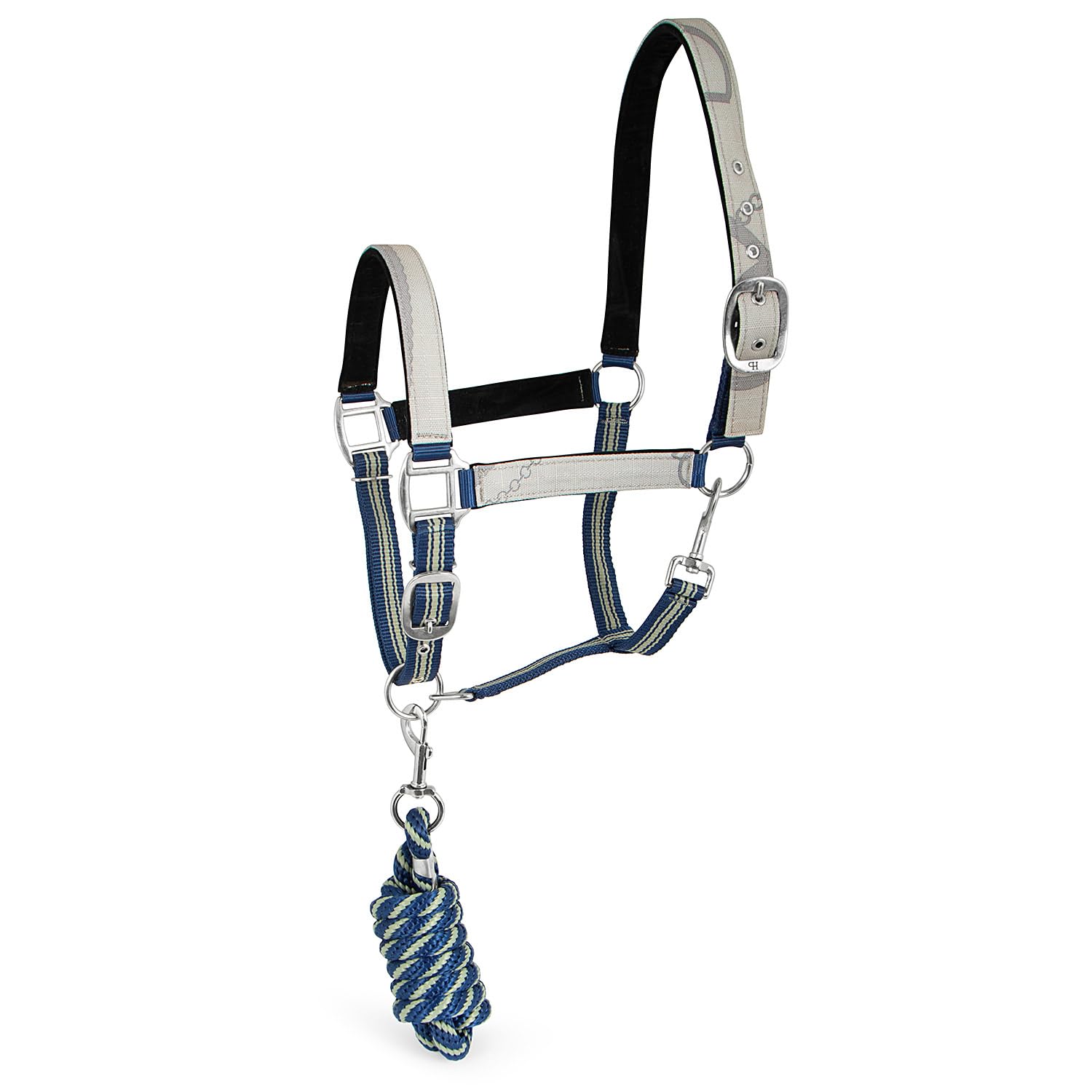 Jeffers Poplar Head Horse Halter and Lead Rope Set, Full Size – Fleece Lined Padded Nylon Adjustable Halter for Horses – Equestrian Training Tack Gear