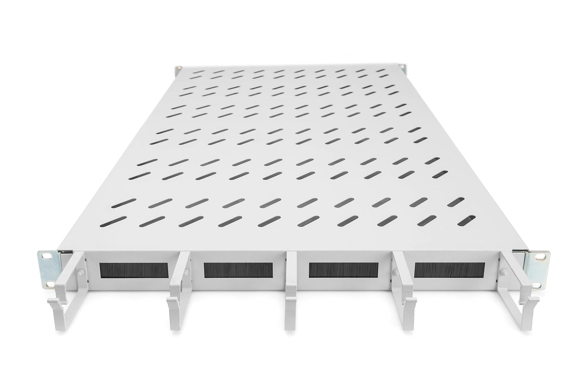 DIGITUS Tablette Fixe - 19 Pouces - 1U - pour armoires réseaux et Baies serveurs - A partir de 1000 mm de Profondeur - avec Passage de câbles intégré - Gris