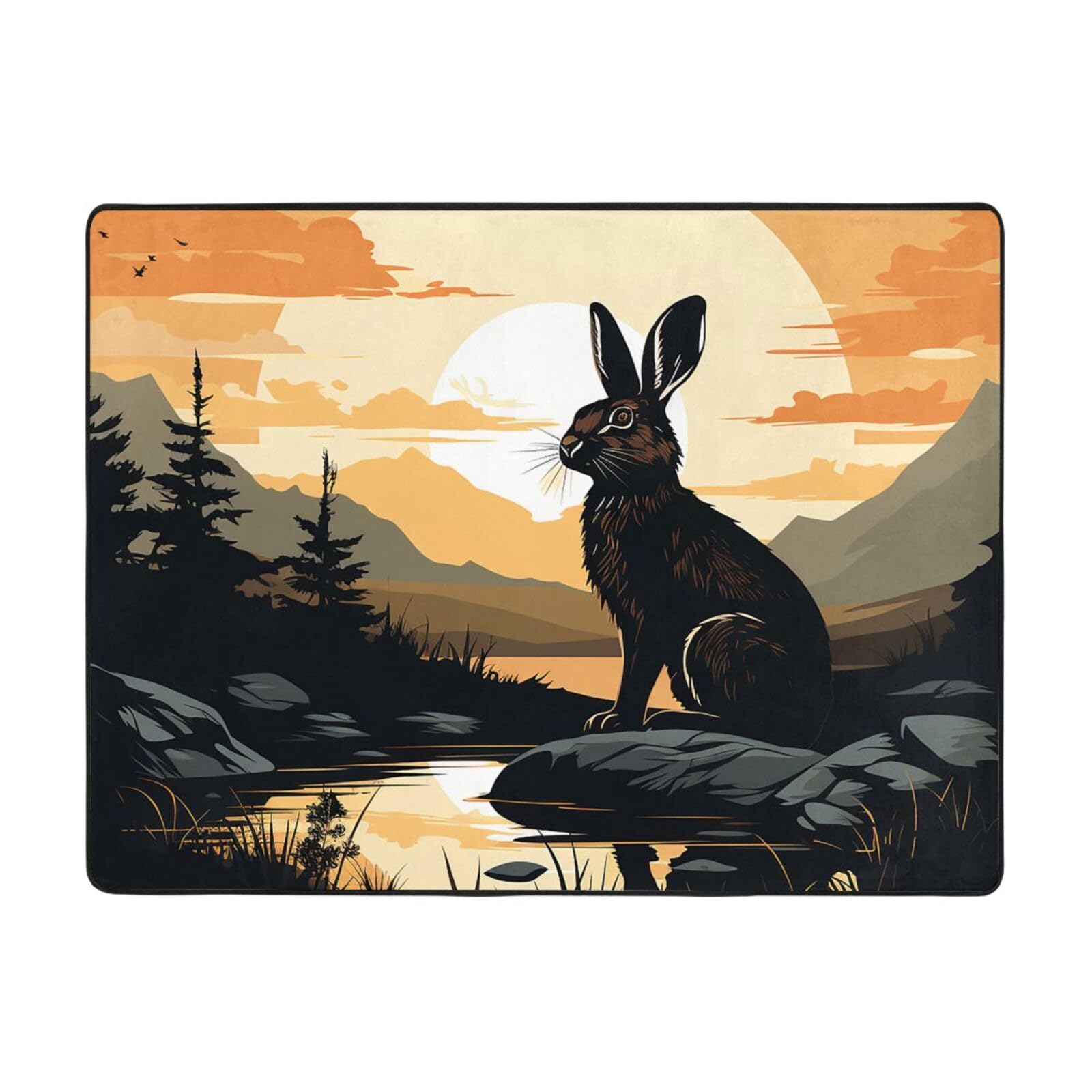 Grand tapis lapin 120x160 cm pour salon et chambre d'enfant
