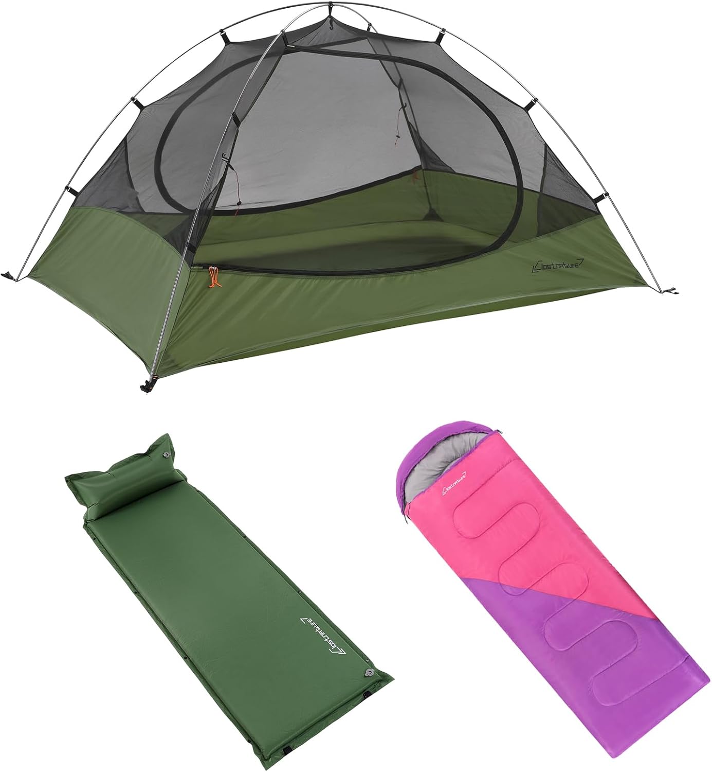Clostnature 2 Person Ultralight Tent - Lightweight Backpacking Tent with Sleeping Bag and Sleeping Pad, Camping Tent for Adults, Hiking