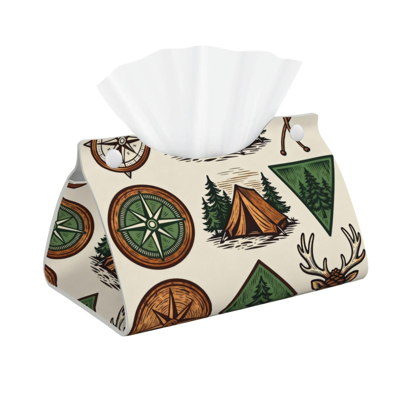 Outdoor Badges Long Leather Tissue Box Cover-Waterproof PU Leather Tissue Holder for Bathroom, Decorative Rectangular Tissue Case