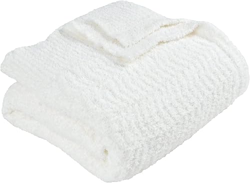 Miniatura 1 de Manta de punto súper suave y cálida para sofá, manta ligera y acogedora de felpa para cama, sofá, 50 x 60 pulgadas, color crema