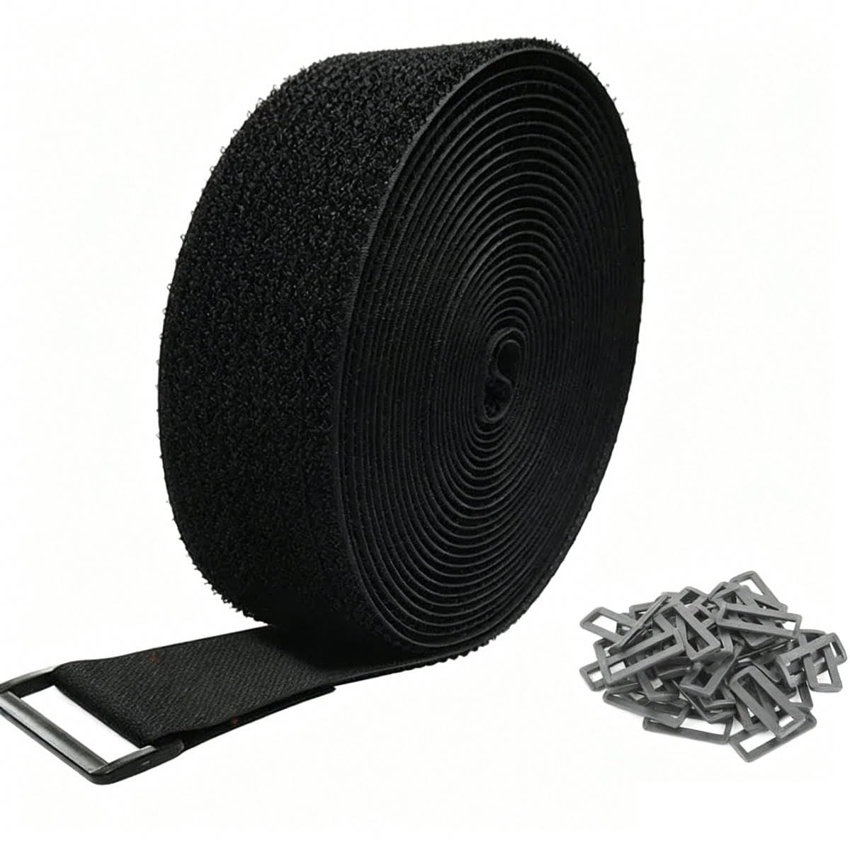 5/2/1Meter Reusable Fastener Hook and Loop Securing Straps with Buckles Adjustable Cable Straps Cut Length Nylon Cable Ties-Black Width 30mm-1Meter 5Pcs Buckles
