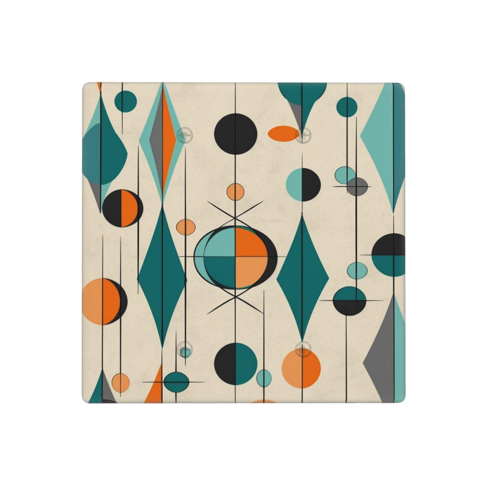 Decorator Wall Plate 2 Gang Light Switch Covers Mid Century Geometric Wallplate Double Toggle Switch Plate Mid-size Electrical Outlet Covers Decorative Wall Switch Plate Cover