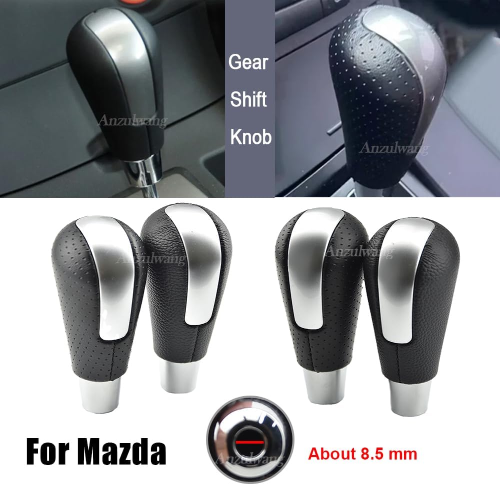 Gear Shift Knob Comfortable Touch Feeling Gearstick Head Replacement Compatible with Ma-zda 6 GG GH Mazda 8 CX-7 MX5 RX8 Mazda 3 BK BL (Matte with Hole)