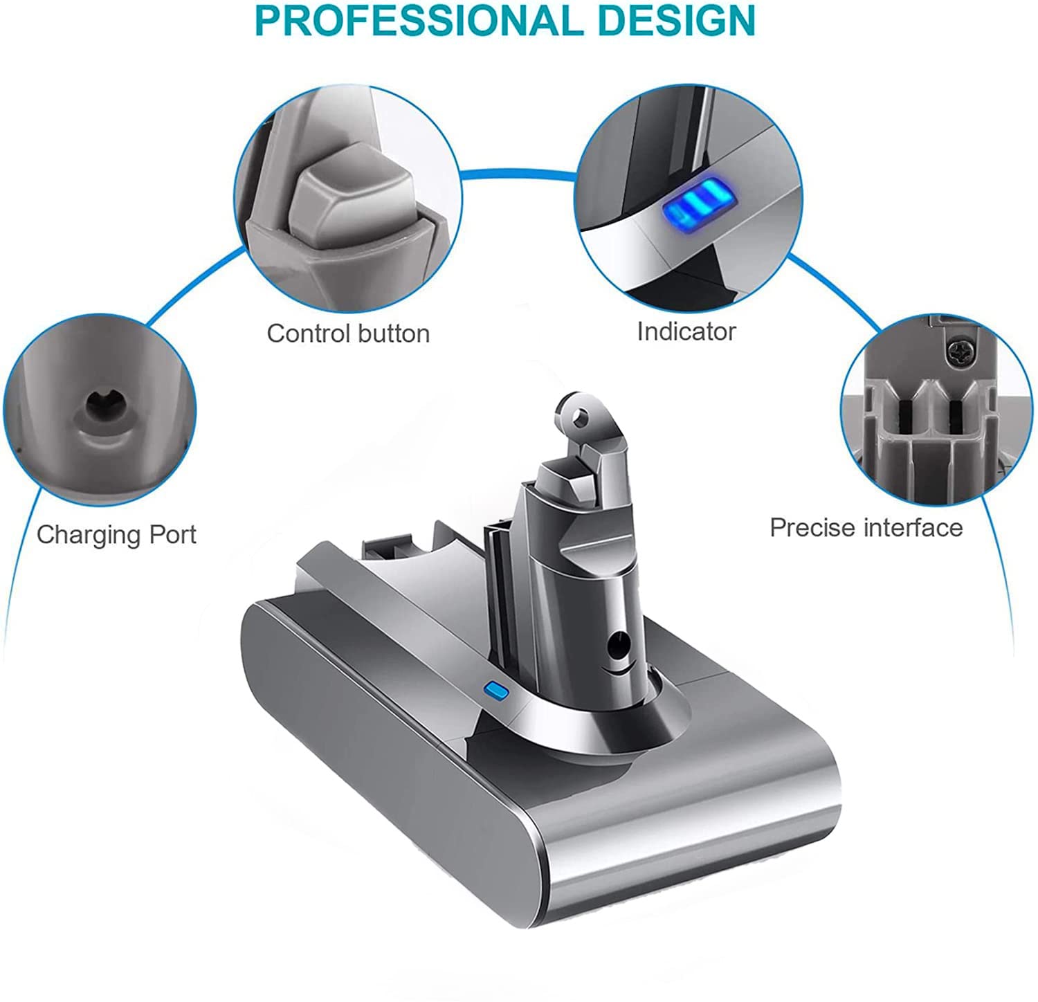 V6 - Batería de repuesto para aspiradora Dyson V6 DC58 DC62 DC59 DC61 Animal DC72 DC74 DC58 DC62 DC59 DC61 SV03 SV05 SV06 SV07 SV09