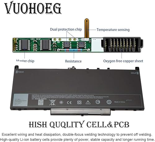 Miniatura 3 de J60J5 - Batería para portátil Dell Latitude E7270 E7470 Series 451-BBSY 451-BBSX 451-BBSU; P/N: WYWJ2 MC34Y 0MC34Y 1W2Y2 242WD Notebook 7.6V 55WH