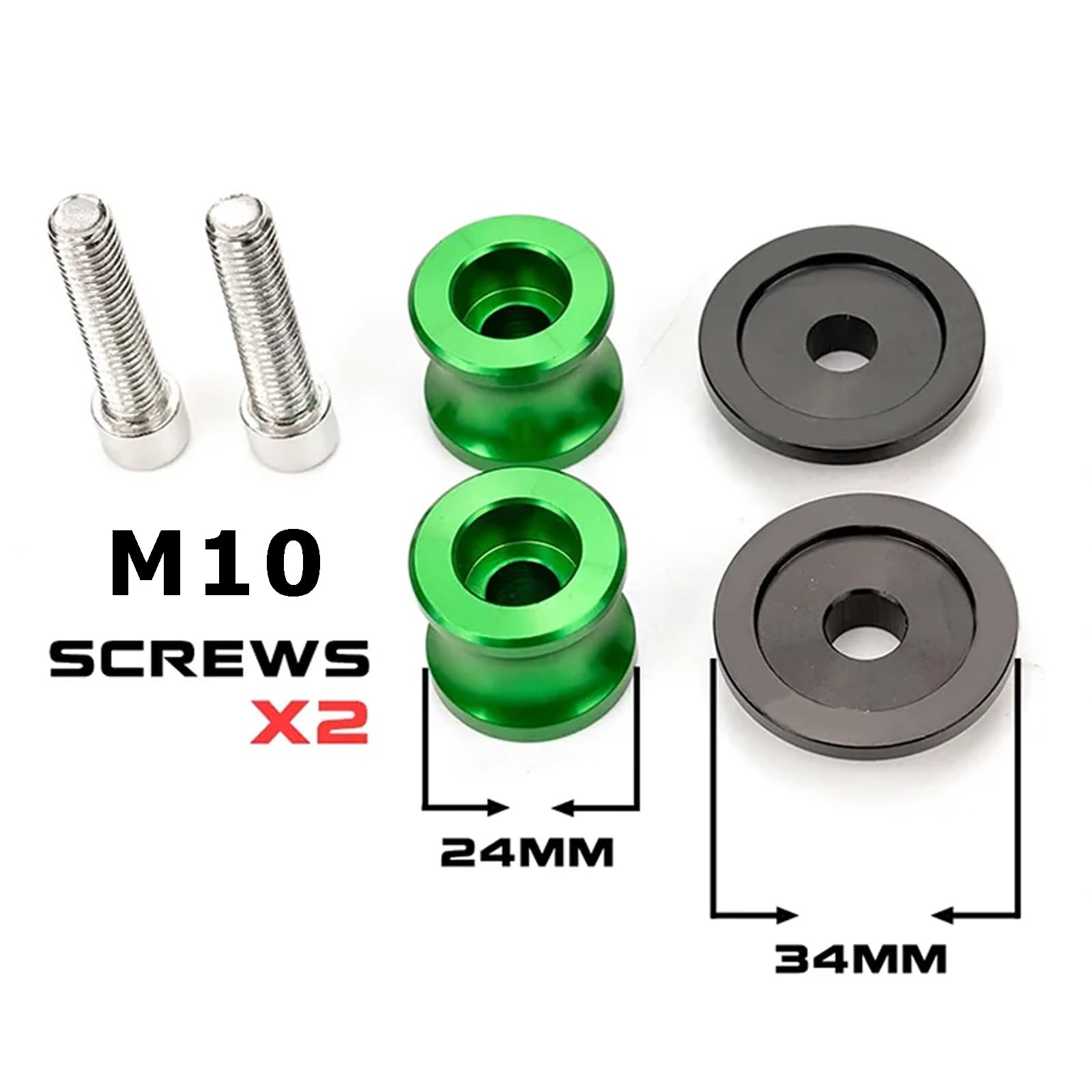 Universal M10 *1.25 Nottolini Cavalletto Moto Accessori per KA&WA-SA*KI Ninja 250R/650R ZX6R/9R/10R/12R/14 Z1000 ZRX1100 FZR 1000/600R/400 Duke 125/200/390 RC 125/200/390 (Verde)