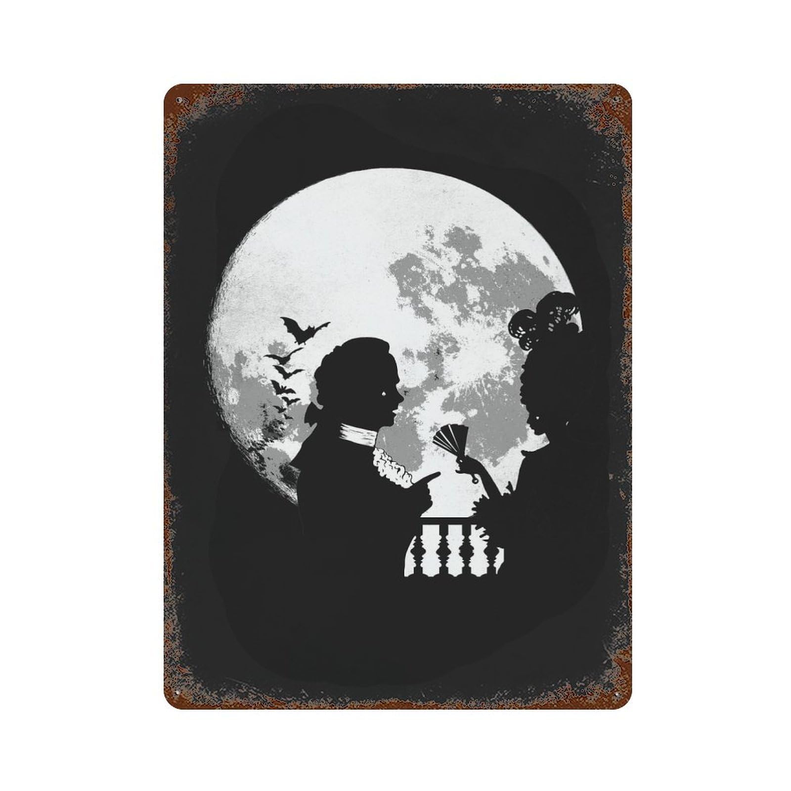 Fatal Silhouette 15.7"x11.8" Rusty Metal Tin Sign, Shabby Chic Decor for Bistro, Counter And Cafe Decor