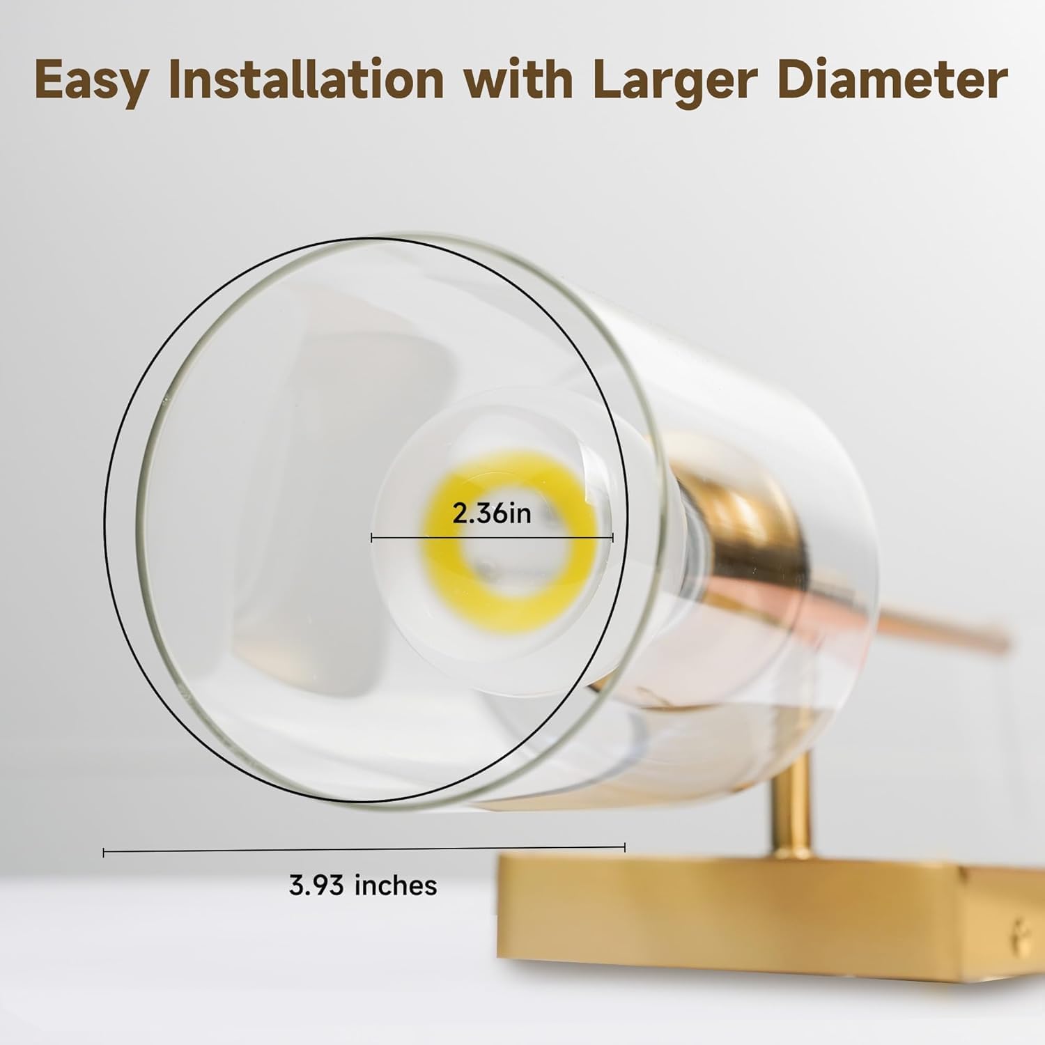 AUGE LIGHT Gold Wall Light, Brushed Bathroom Vanity Light with Clear Glass Shade, Bathroom Sconces for Bedroom Mirror Living Room Hallway, E26 CRI90 Bulb Inclued