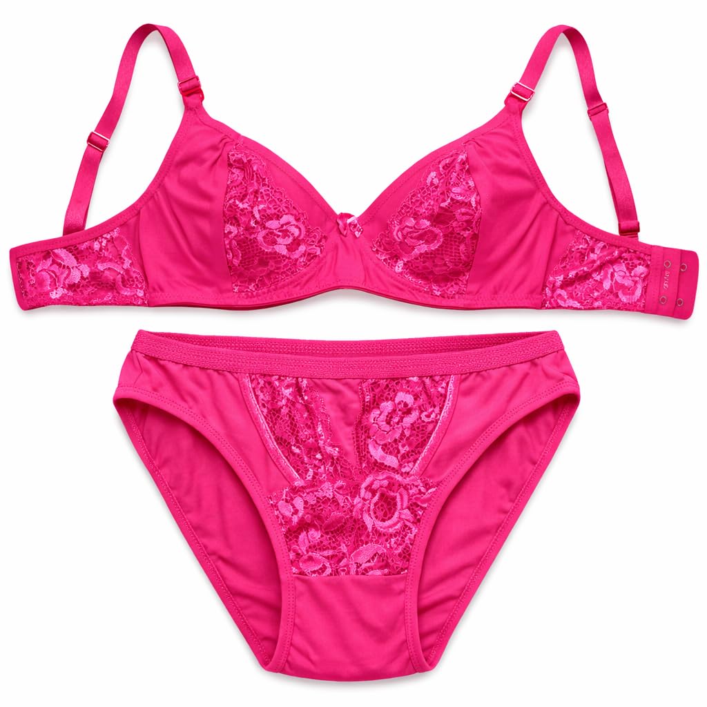 Cotton Lingerie Set for Women with Elegant Lace Design | Soft Breathable Cotton Bra & Panty Set | Adjustable Straps & Secure Hook Closure | Comfortable Full Coverage Innerwear Set-image-0