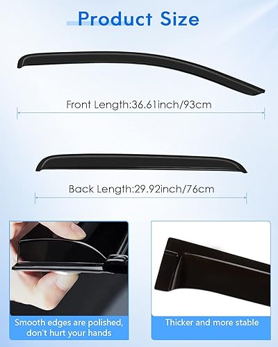 Miniatura 5 de Deflector de ventana lateral, viseras de humo oscuro, protectores de lluvia, juego de 4 piezas para Toyota 2016-2021 para Tacoma