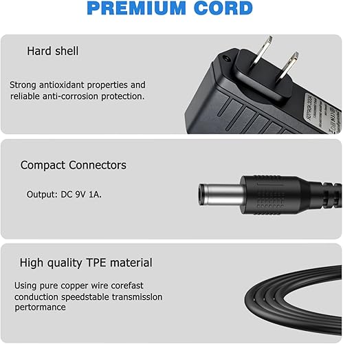 Miniatura 7 de LIANSUM Adaptador de corriente de 9 V CC compatible con CasioTone Casio Keyboard Piano AD-5 WK-110 WK-200 LK-43 LK-100 CTK-2100 CTK-496 CTK-710