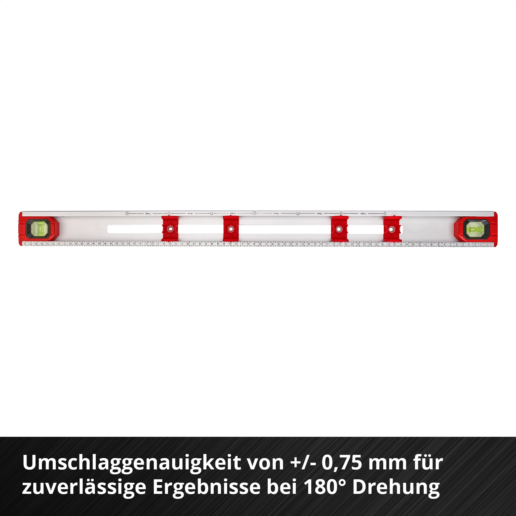 Einhell Markierwasserwaage, 80 cm (präzises Ausrichten und Anzeichnen, 4 verstellbare Schablonen, 2 Libellen, mm-Skala, Steckdosenabstände, robustes Aluminiumprofil)
