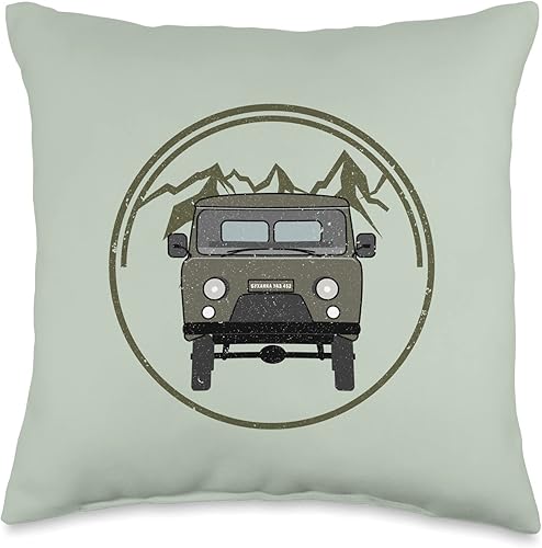Buchanka UAZ 452 Off-Road 4x4 Minivan - Almohada de campamento, 16 x 16 pulgadas, multicolor