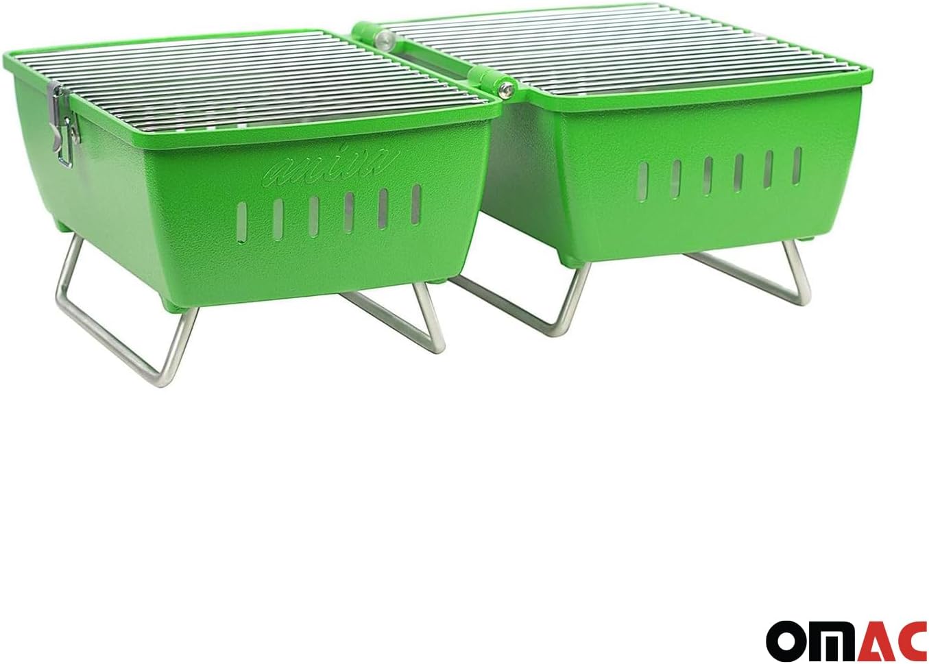 OMAC | Charcoal Grill Portable Grill Garden Outdoor Green Picnic Grill 13 Pcs BBQ