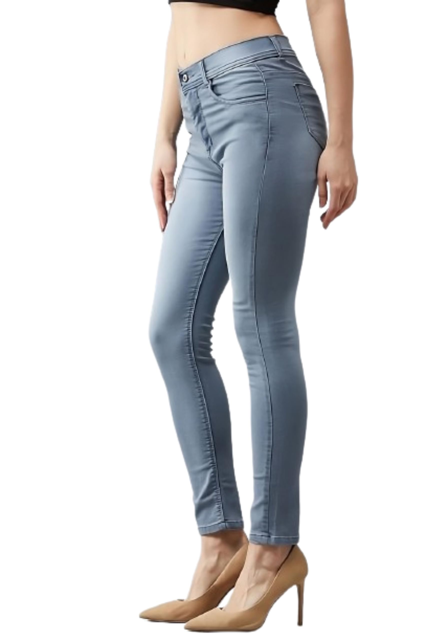 BombshellWomen Slim High Rise Grey Jeans (36, Grey)