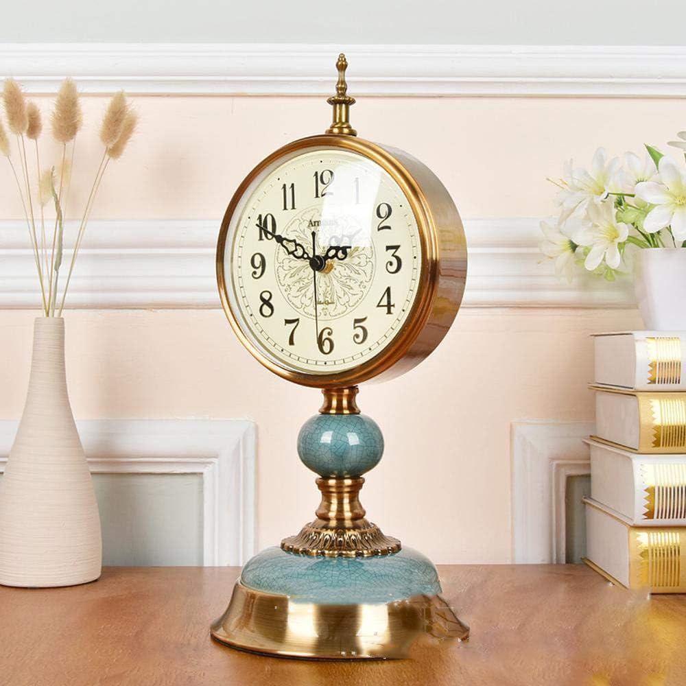 irugh Mantel Clocks,Antique mute living room clock creative desk ornaments desktop decorative quartz clock 38 * 16cm