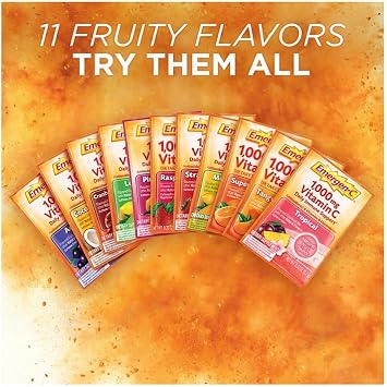 Emergen-C 1000mg Vitamin C Powder for Daily Immune Support Caffeine Free Vitamin C Supplements with Zinc and Manganese, B Vitamins and Electrolytes, Super Orange Flavor - 2 Count (Pack of 2)