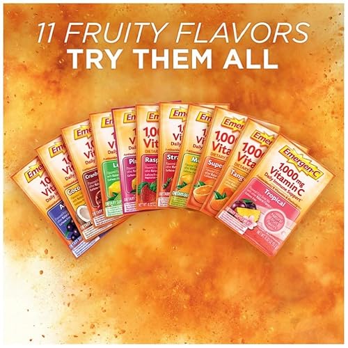 Emergen-C 1000Mg Vitamin C Powder For Daily Immune Support Caffeine Free Vitamin C Supplements With Zinc And Manganese, B Vitamins And Electrolytes, Super Orange Flavor - 2 Count #TOP4