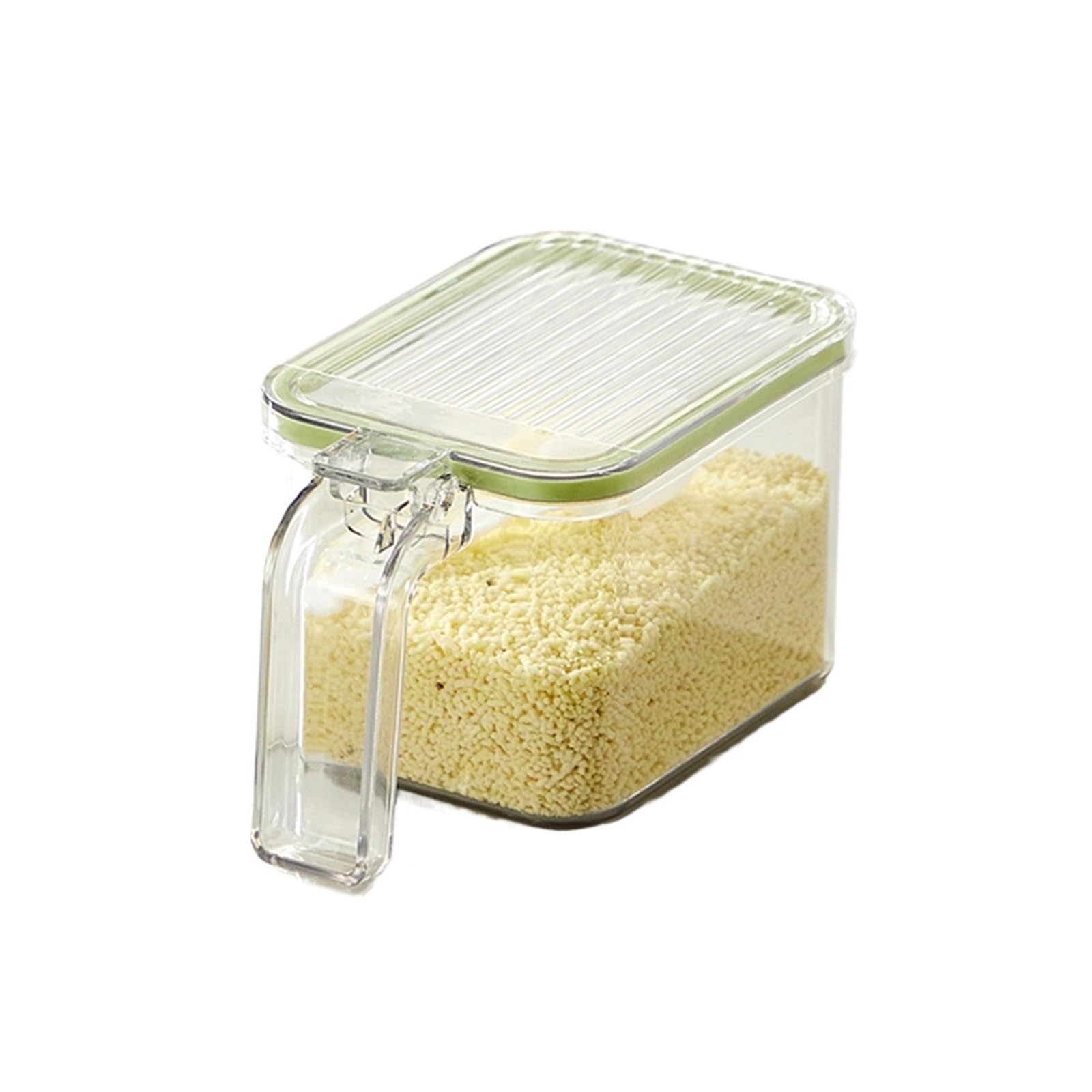 UBOHUZ 3Pcs Seasoning Box, Crystal Storage Containers with Spoon, Rack Spice Pots for Pepper Organization for Salt Sugar Spice Pepper(Green)