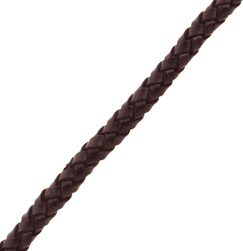 Miniatura 2 de Mandala Crafts Cordón de cuero trenzado Bolo marrón oscuro para manualidades de bolo, 6.5 pies, redondo, de cuero trenzado genuino, cuerda de cuero