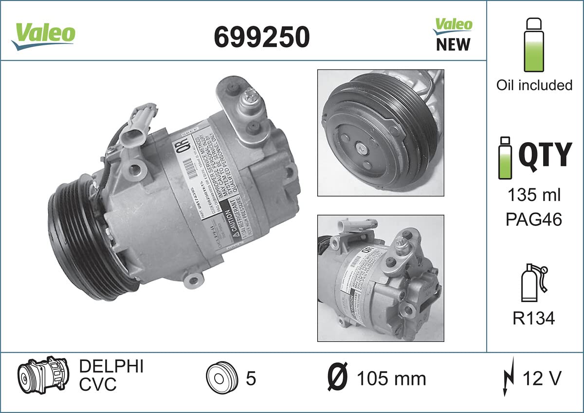 Valeo Sprężarka, Klimatyzacja, Napełniona Olejem, 699250